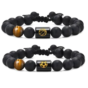 Football Basketball Symbol Beaded Bracelets for Men Boys