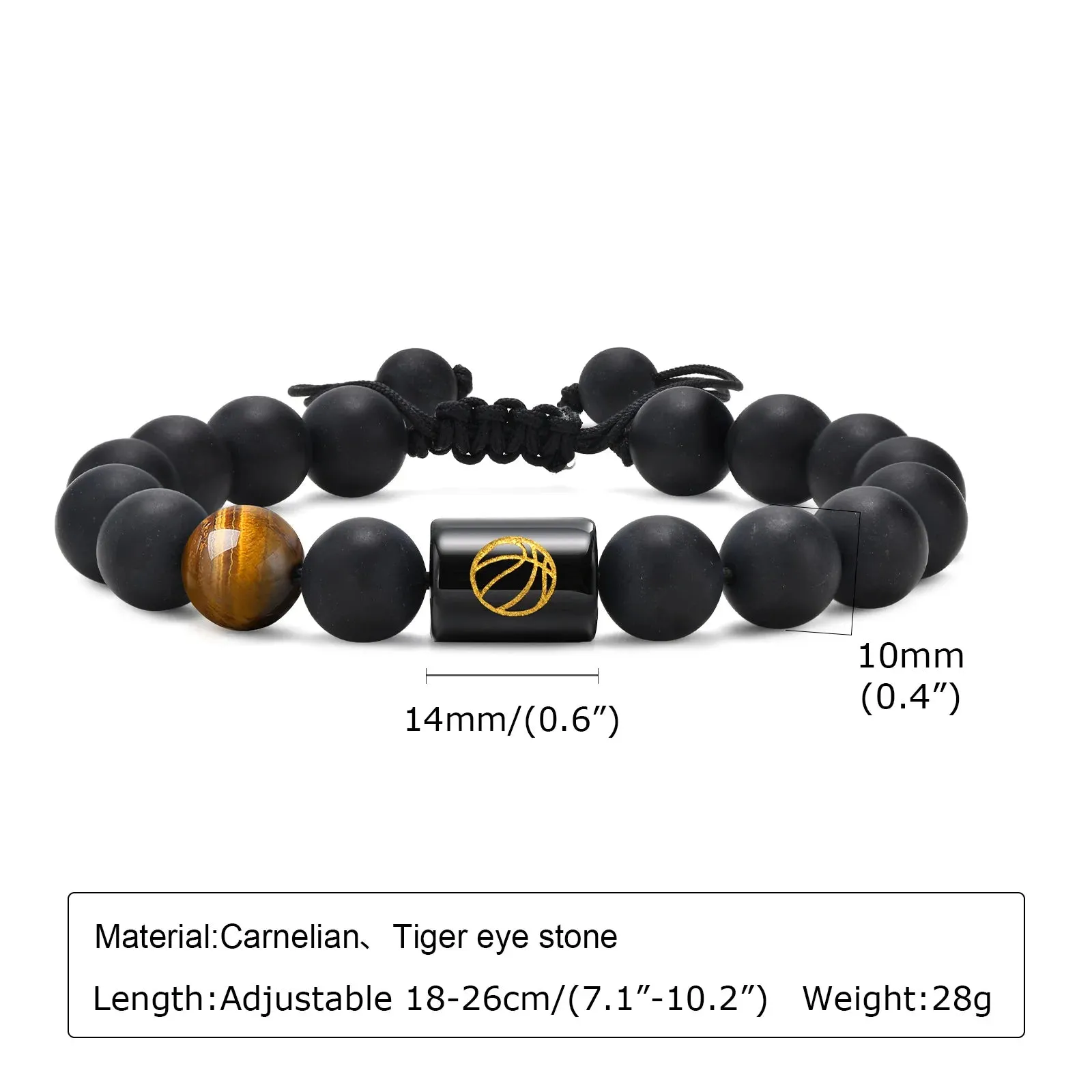 Football Basketball Symbol Beaded Bracelets for Men Boys