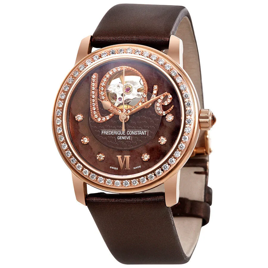 Frederique Constant Automatic Brown Dial Leather Ladies Watch FC-310CLHB2PD4