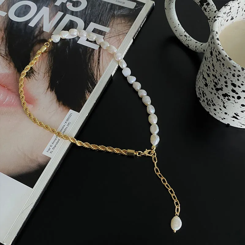 Freshwater Pearl Gold Rope Necklace