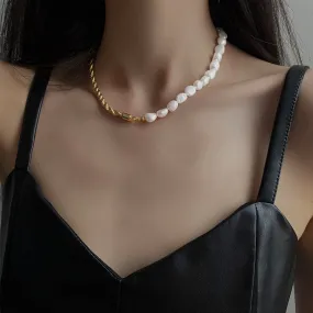 Freshwater Pearl Gold Rope Necklace