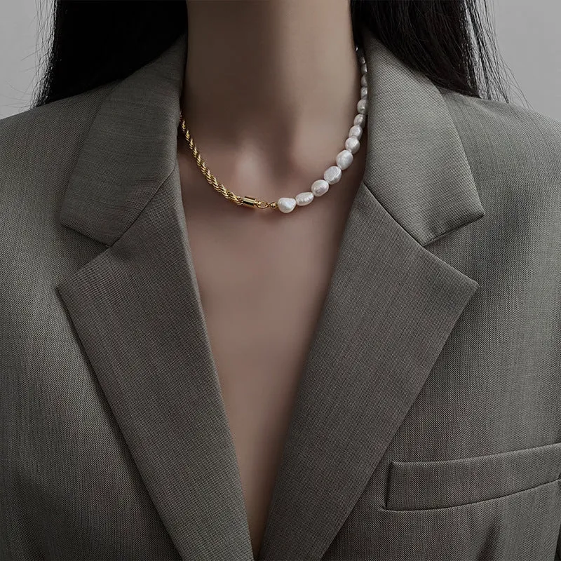 Freshwater Pearl Gold Rope Necklace