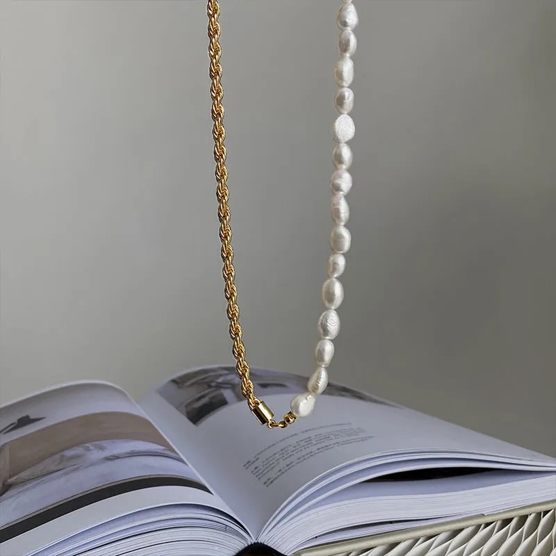 Freshwater Pearl Gold Rope Necklace