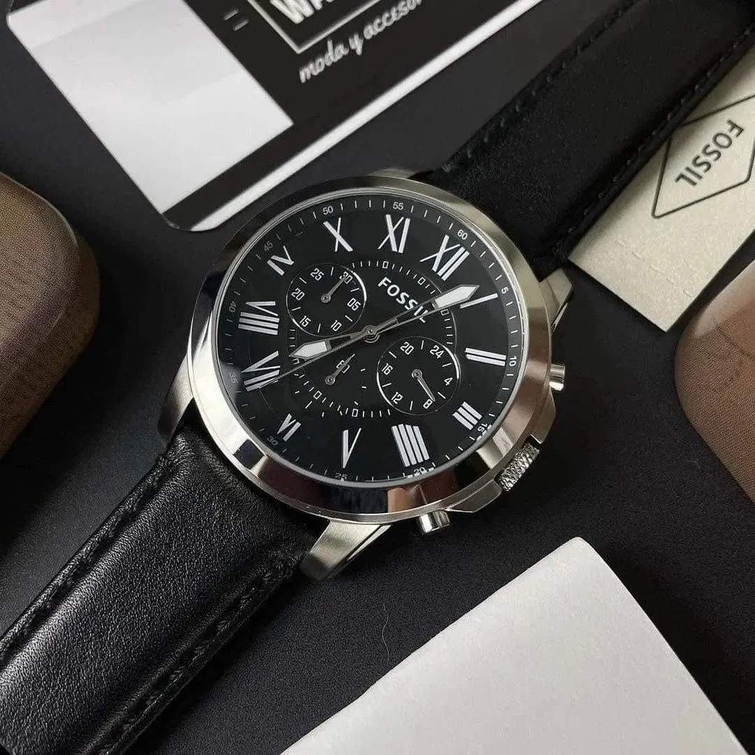 FS4812 Fossil Men's Watch – Premium Leather, Chronograph Dial