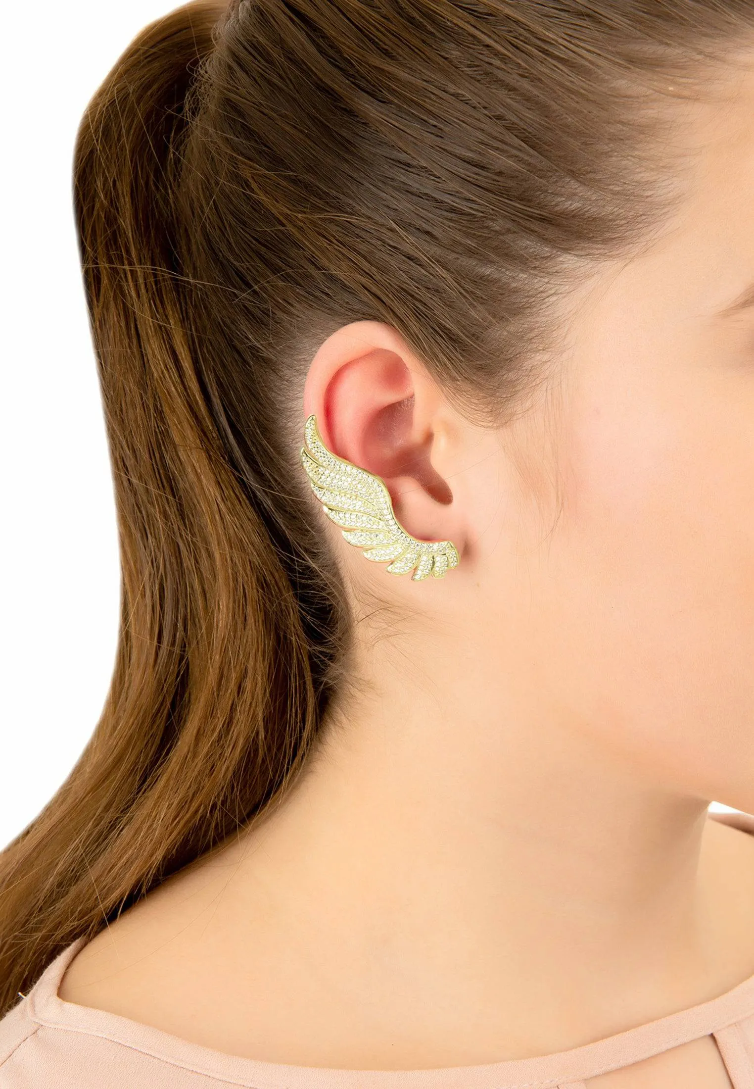 Gabriel Angel Wing Ear Climber Gold