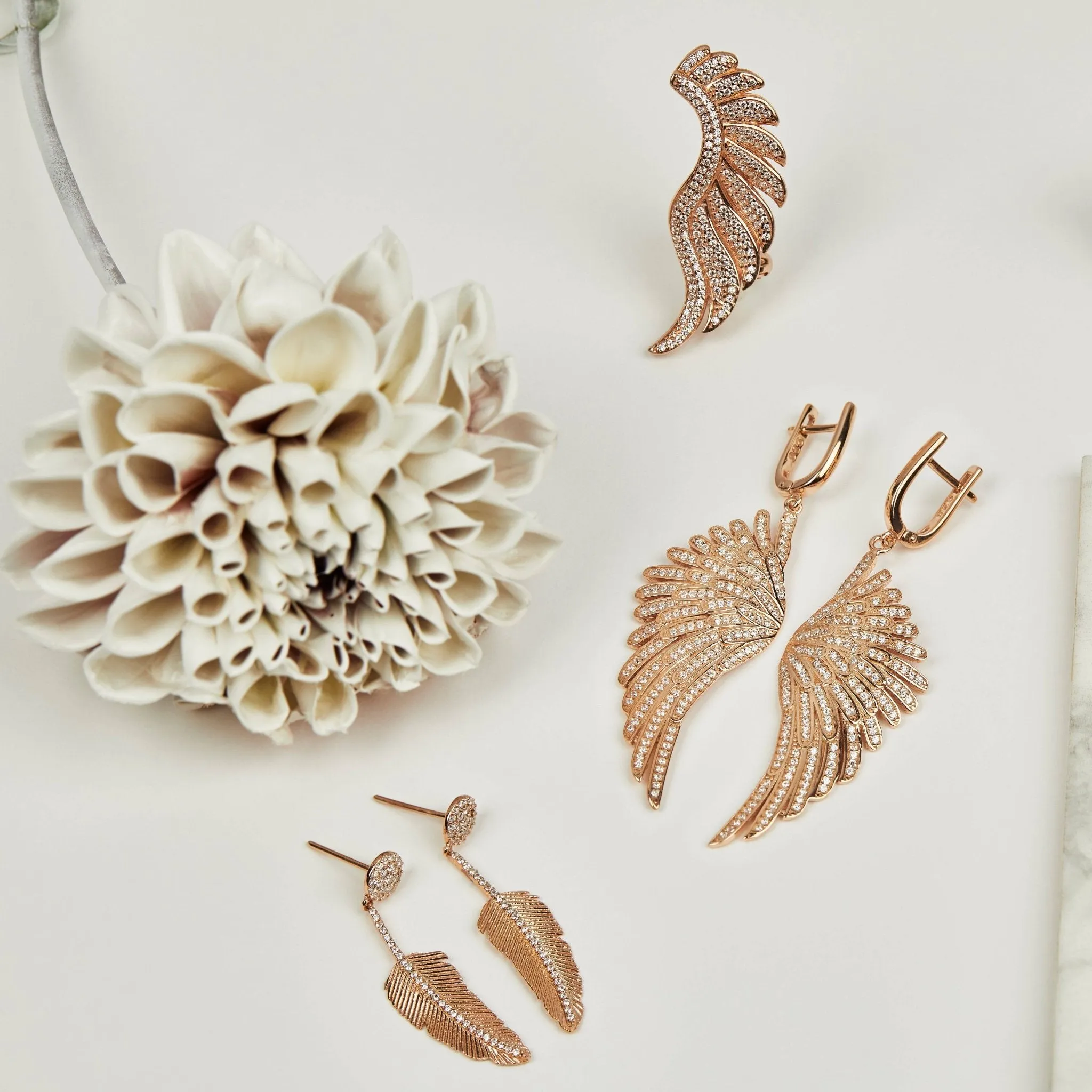Gabriel Angel Wing Ear Climber Rosegold