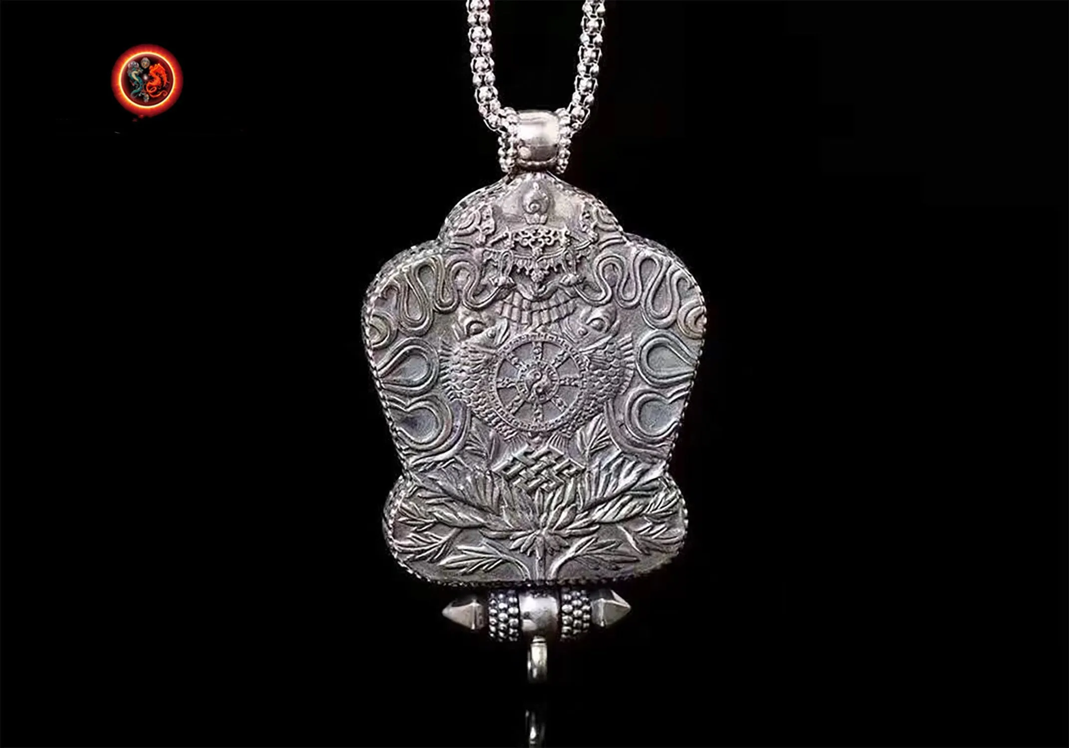 gau, reliquaire, pendentif de protection bouddhiste, Garuda, argent 925, turquoise, agate nan hong.