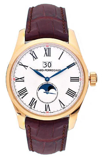 Girard Perregaux Classic Elegance 18kt Rose Gold Brown Leather Men's Watch 49530-0-52-7437