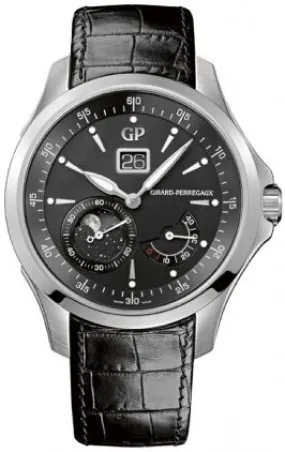 Girard Perregaux Traveller Black Dial Black Leather Men's Watch 49650-11-631-BB6A