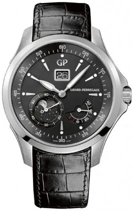 Girard Perregaux Traveller Black Dial Black Leather Men's Watch 49650-11-631-BB6A