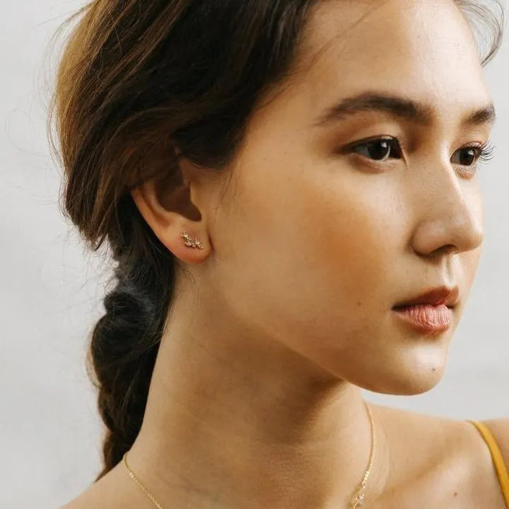 Gold Olive Ear Climbers