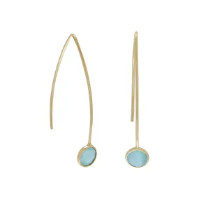 Gold Plated Green Hydro Glass Wire Earrings
