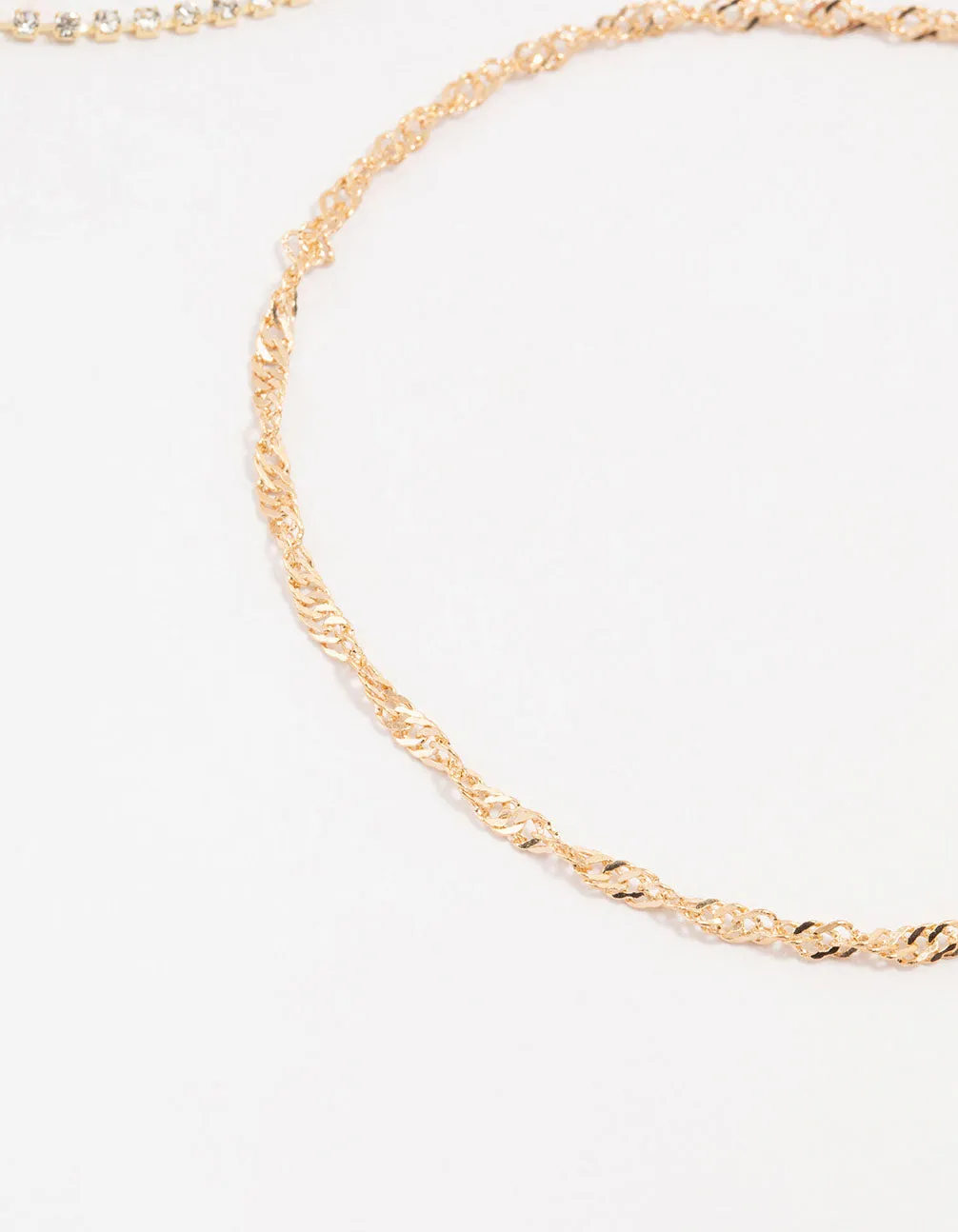 Gold Twisted Cupchain Anklets 3-Pack