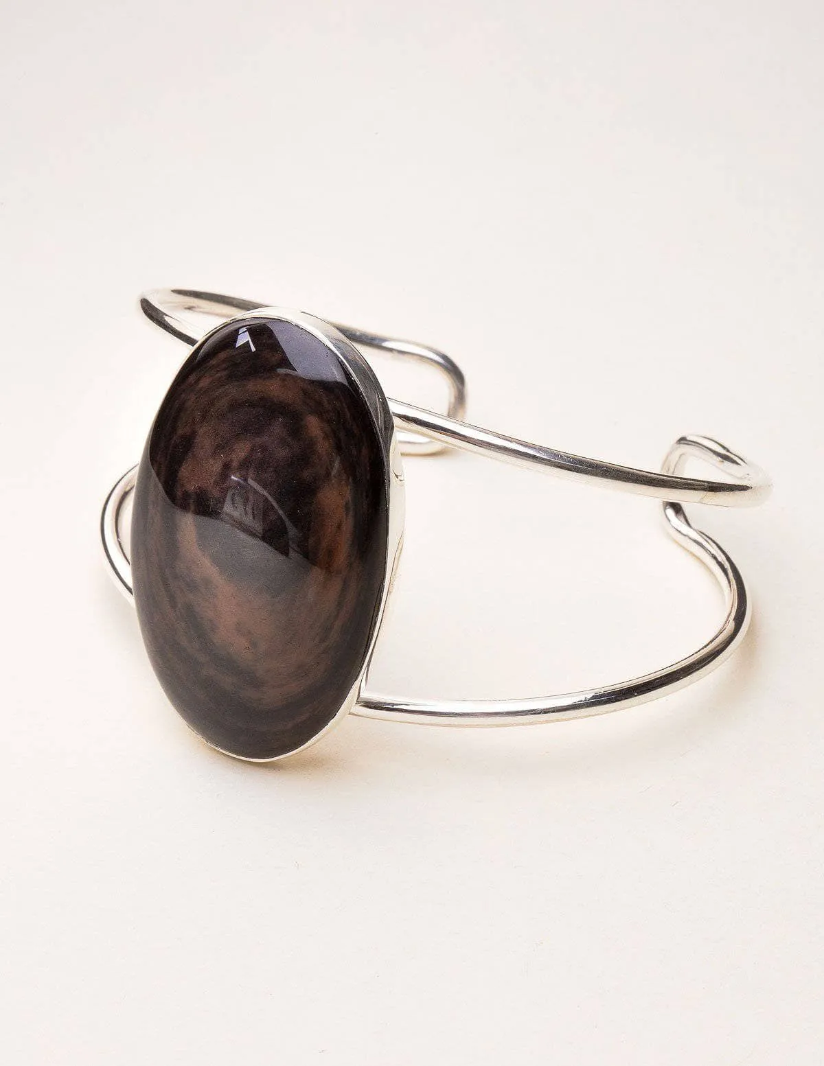 Golden Obsidian Silver Cuff - One of a Kind