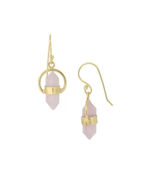 Golden Rose Quartz Point Earrings