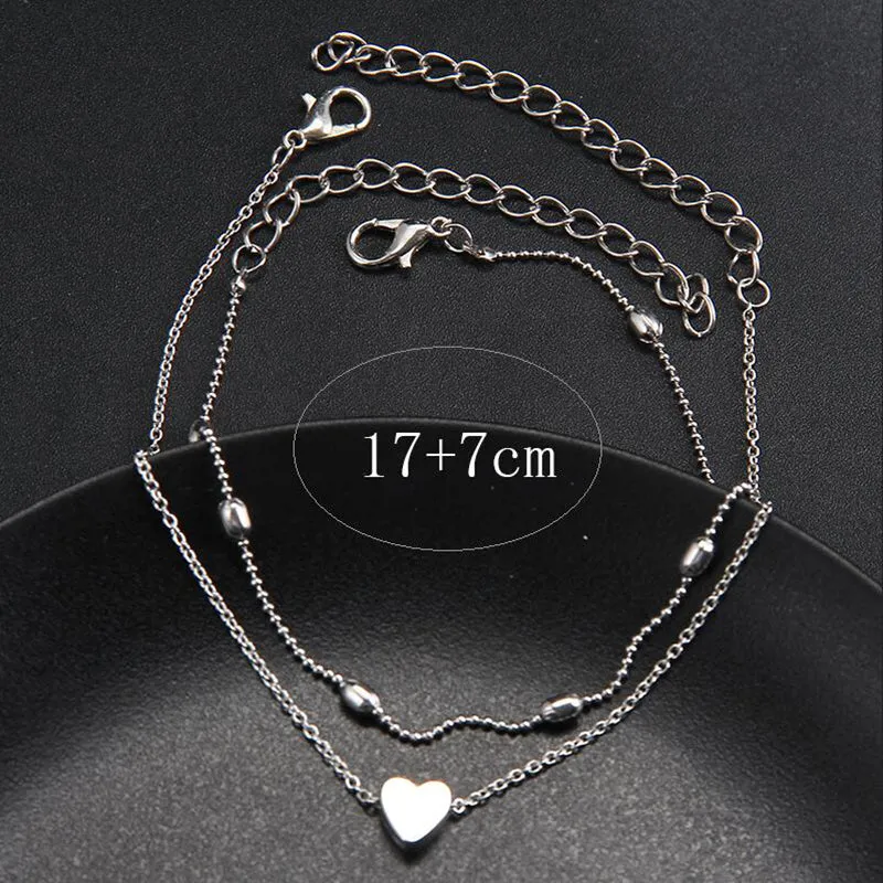 Heart Female Anklets Barefoot Crochet Sandals Foot Jewelry