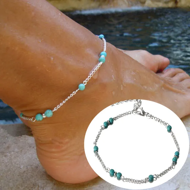 Heart Female Anklets Barefoot Crochet Sandals Foot Jewelry