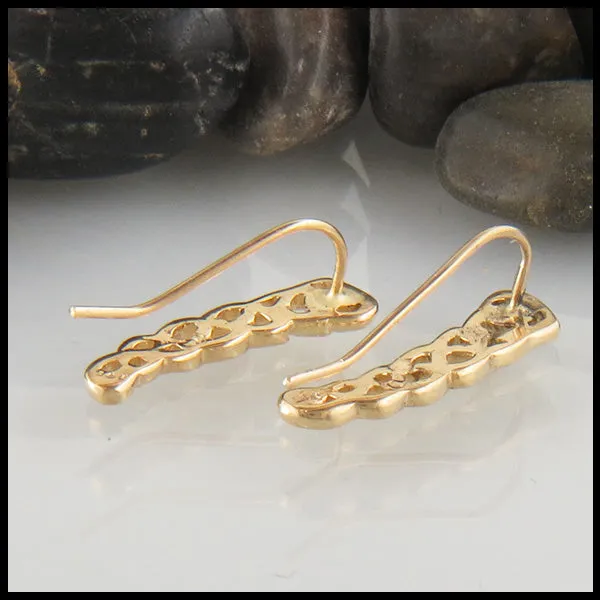 Heart Knot Ear Climbers in Gold