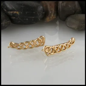 Heart Knot Ear Climbers in Gold