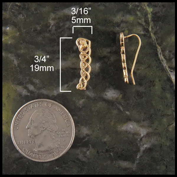 Heart Knot Ear Climbers in Gold