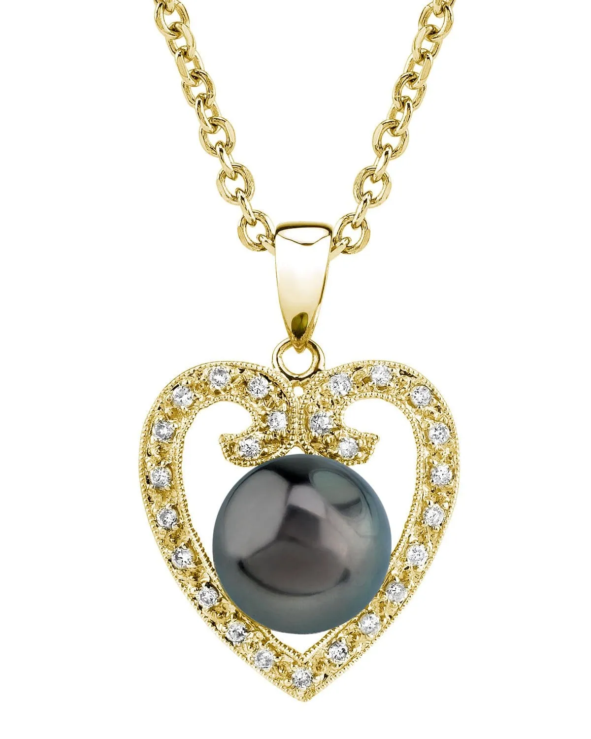 Heart Shaped Tahitian South Sea Pearl & Diamond Pendant