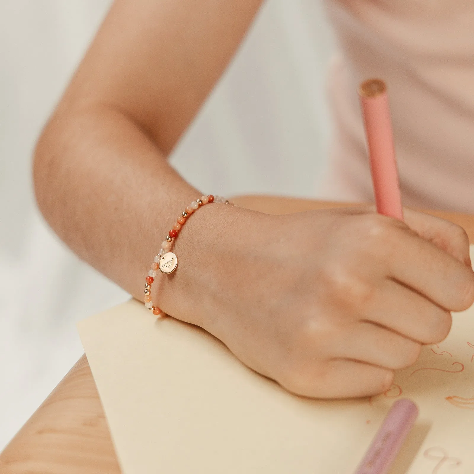 Hold Me Close Crystal Bracelet • Rose Quartz & Peach Aventurine