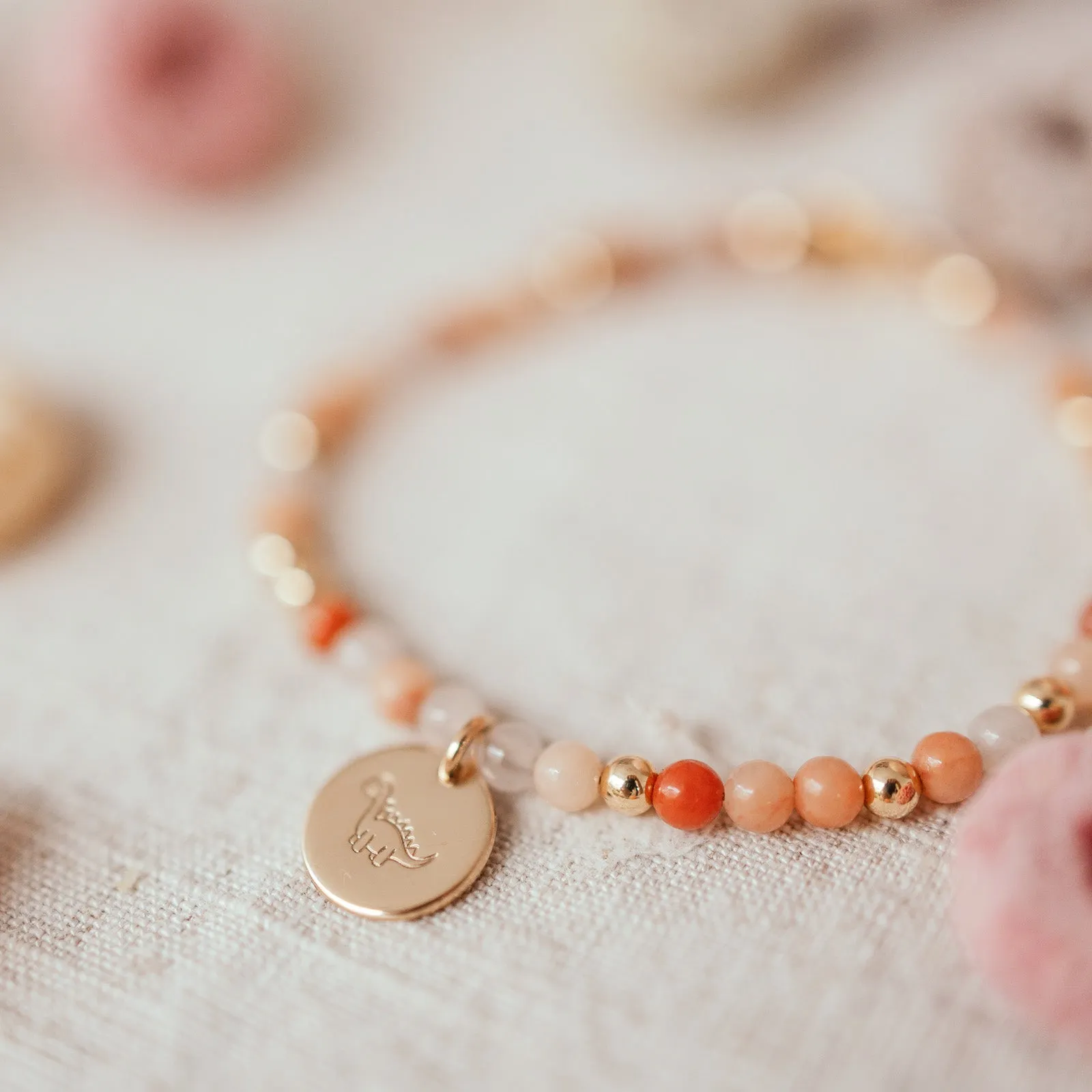 Hold Me Close Crystal Bracelet • Rose Quartz & Peach Aventurine