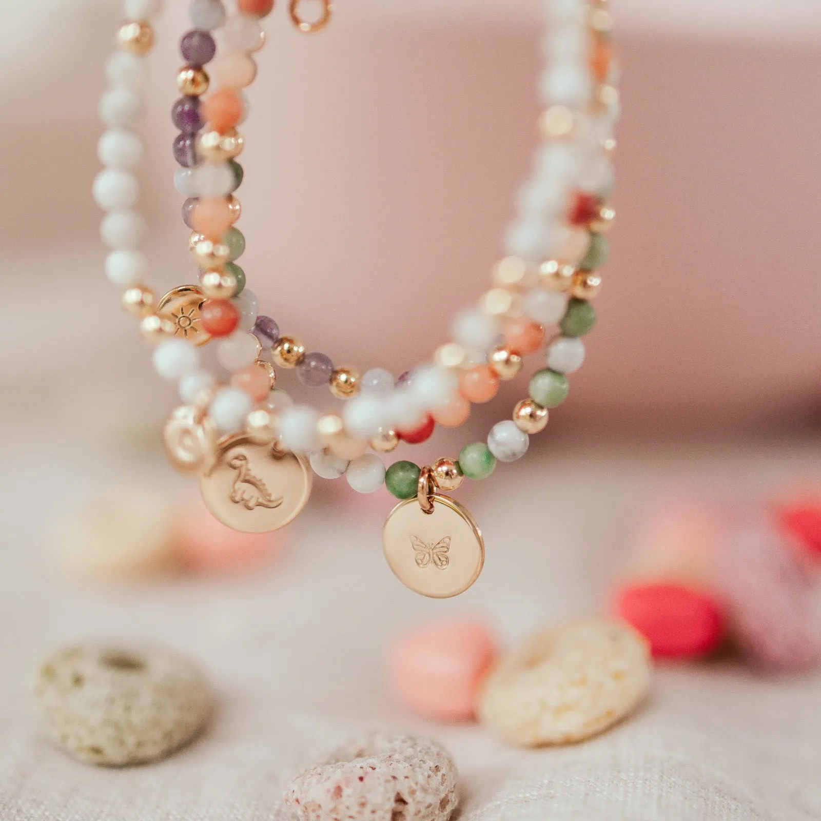 Hold Me Close Crystal Bracelet • Rose Quartz & Peach Aventurine