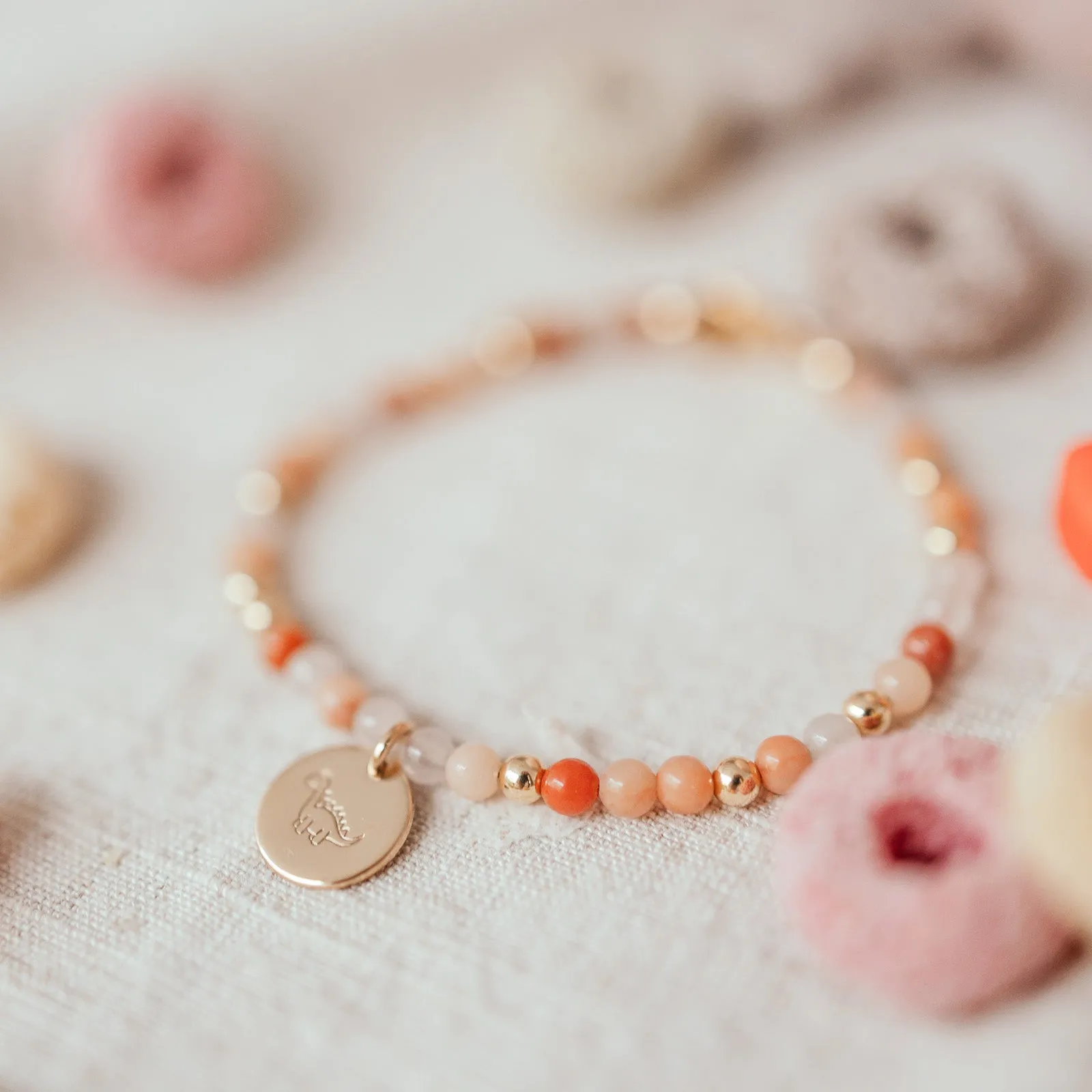 Hold Me Close Crystal Bracelet • Rose Quartz & Peach Aventurine