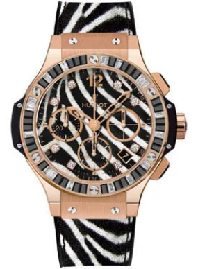 Hublot Big Bang Zebra Diamond Dial 18kt Rose Gold Chronograph Ladies Watch 341PX7518VR1975 341.PX.7518.VR.1975