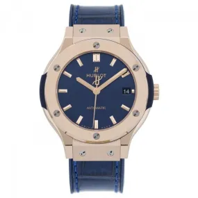 Hublot Classic Fusion Blue Sunray Dial 18k Rose Gold Automatic Men's Watch 565.OX.7180.LR