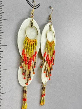 Indigenous Handcrafted Earrings - Rawhide series w/ Carnelian