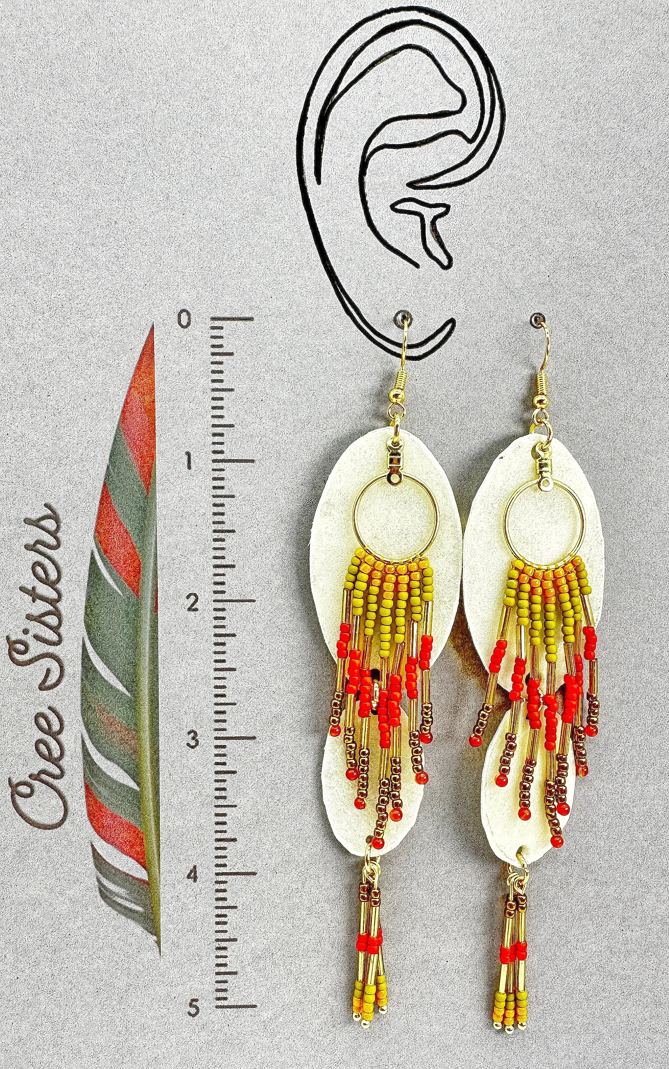 Indigenous Handcrafted Earrings - Rawhide series w/ Carnelian