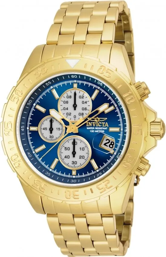 Invicta Aviator Chronograph Blue Dial Gold-plated Men's Watch 18855