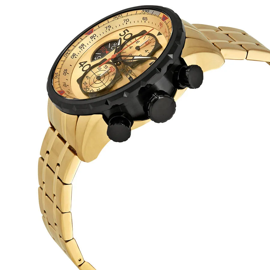 Invicta Aviator Chronograph Gold Dial Gold-plated Men's Watch 17205