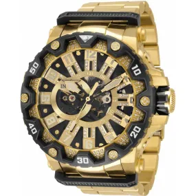 Invicta Men's Automatic Watch - Specialty Semi-Skeleton Dial Yellow Gold Steel | 35214