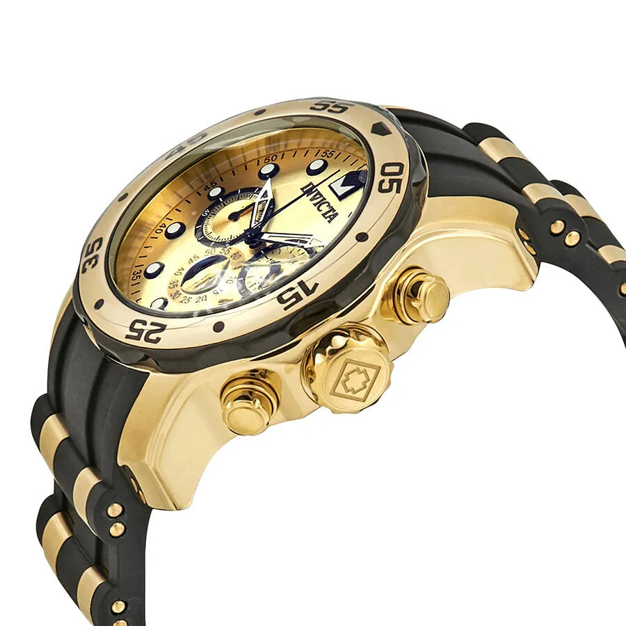 Invicta Pro Diver Chronograph Champagne Dial Black Polyurethane Men's Watch 17885