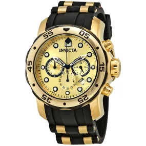 Invicta Pro Diver Chronograph Champagne Dial Black Polyurethane Men's Watch 17885