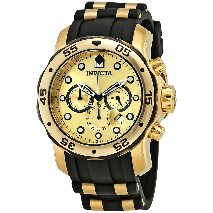 Invicta Pro Diver Chronograph Champagne Dial Black Polyurethane Men's Watch 17885