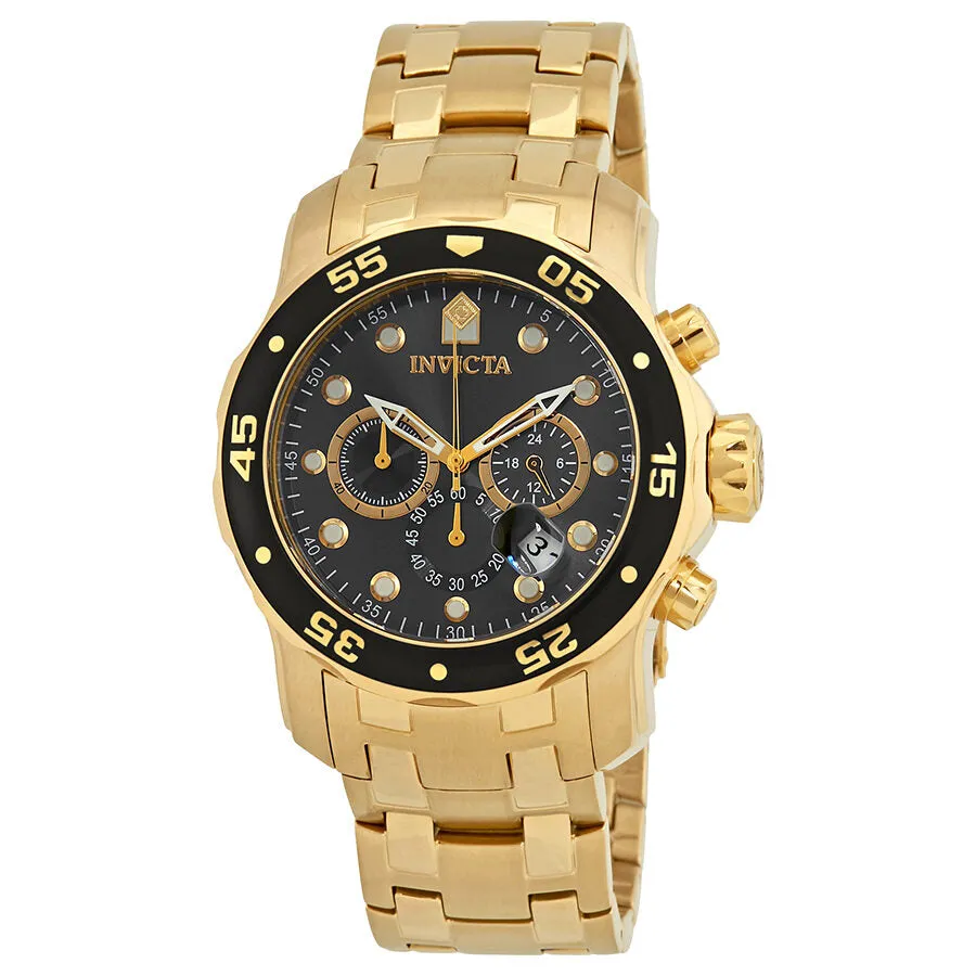 Invicta Pro Diver Chronograph Charcoal Dial Gold Ion-plated Men's Watch 80064