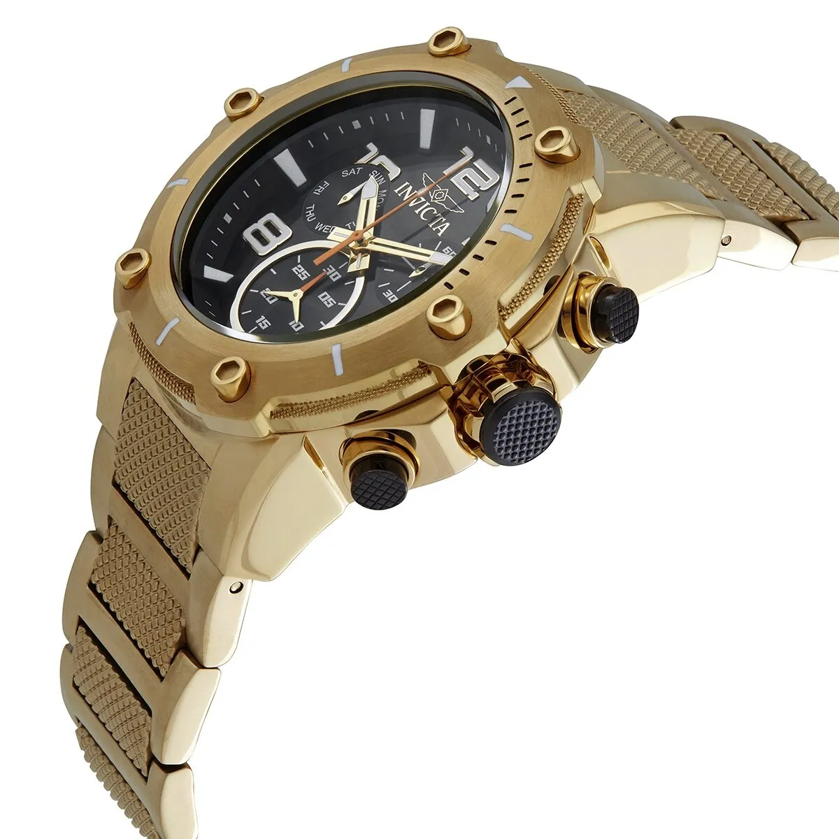 Invicta Speedway Chronograph Black Dial Gold Ion-plated Men's Watch 19530