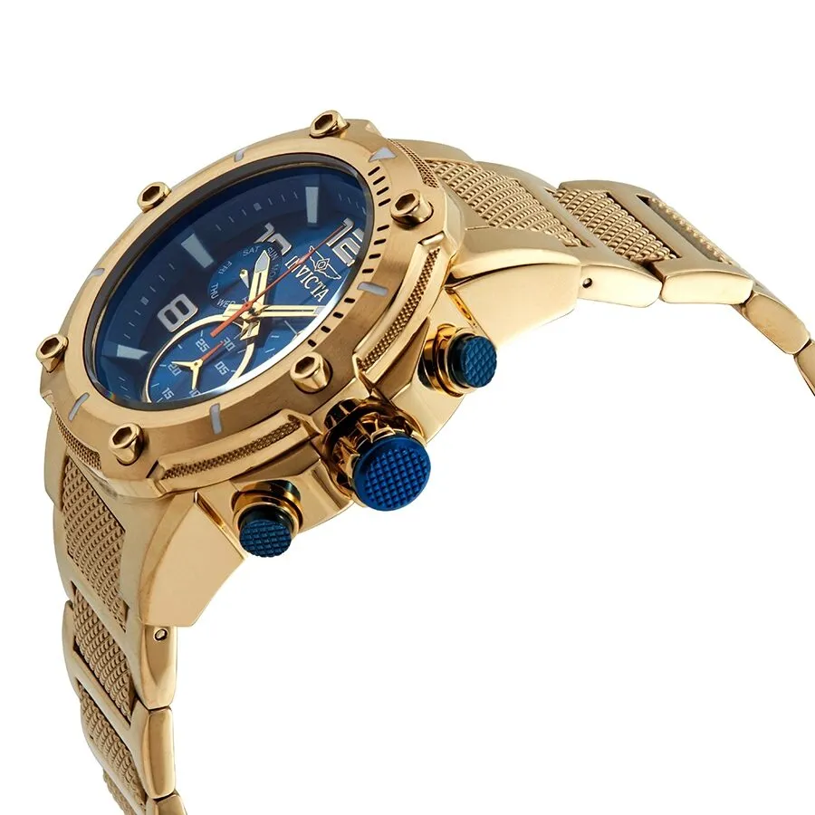 Invicta Speedway Chronograph Blue Dial Gold Ion-plated Men's Watch 19532