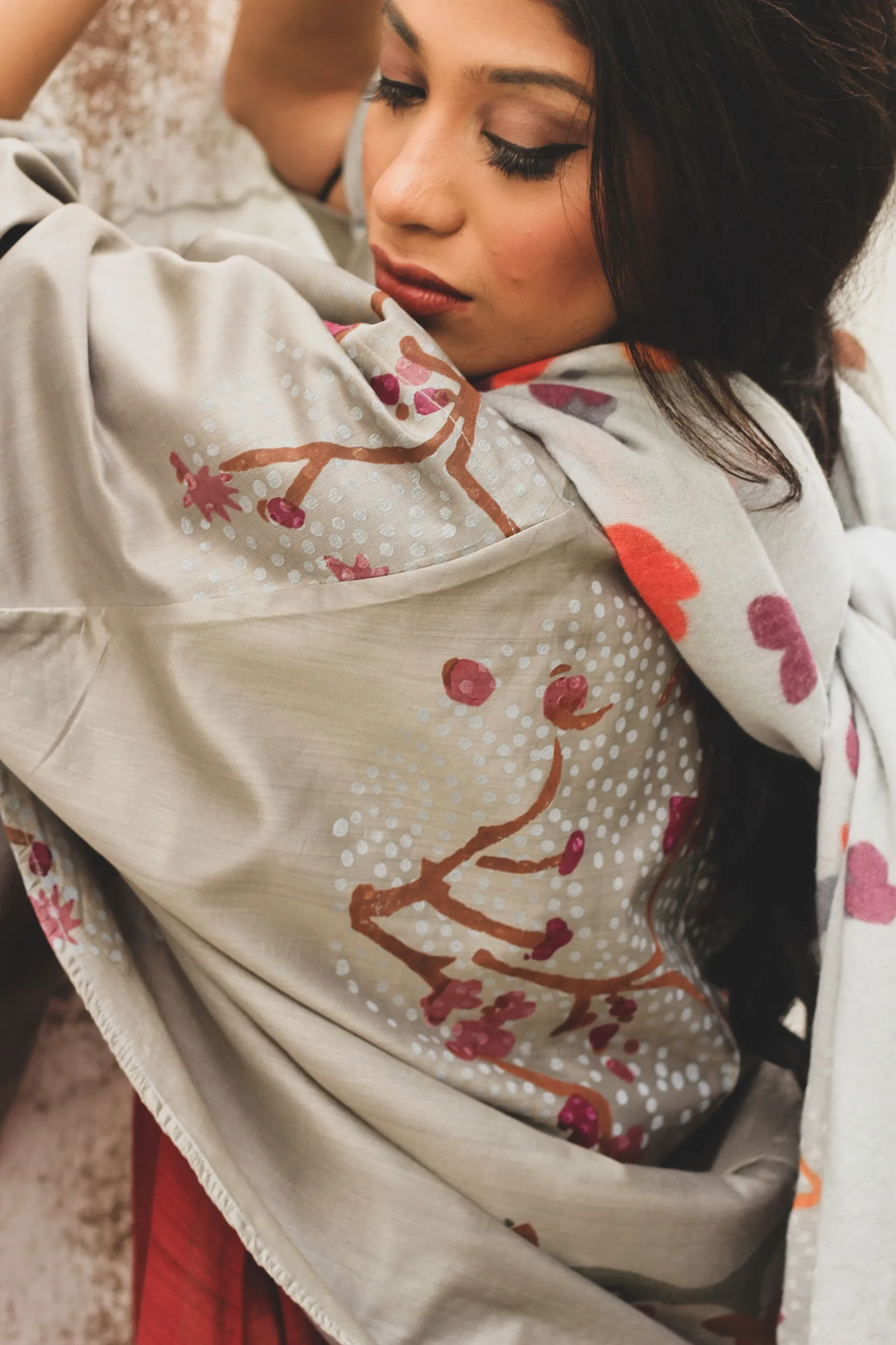 JACKET- ZEN GARDEN CHANDERI [COTTON-SILK MIX] BLOCK PRINTED GREY