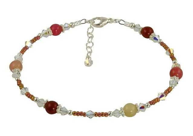 Jade Sunset Gemstone Crystal Beaded Anklet