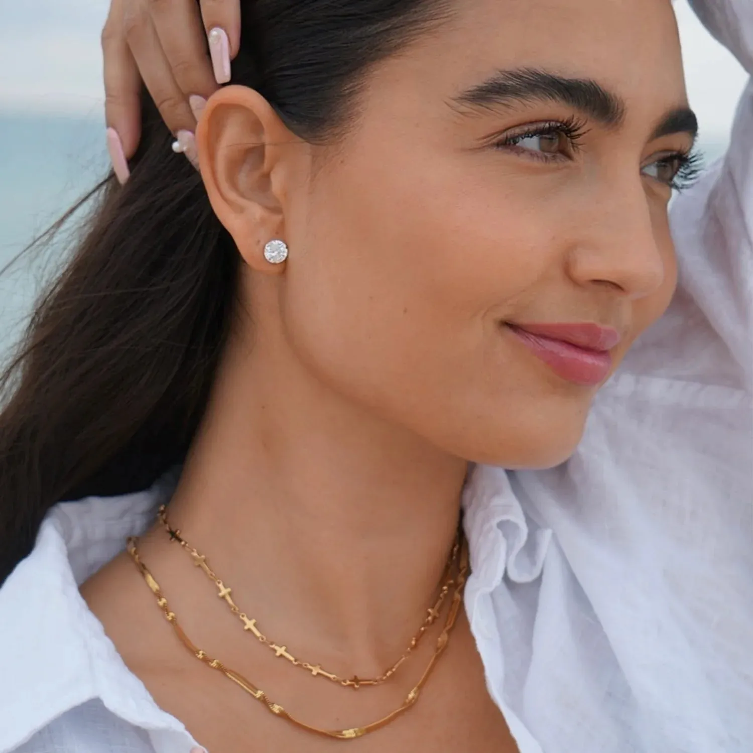 Kennedy Cross Chain Necklace Gold
