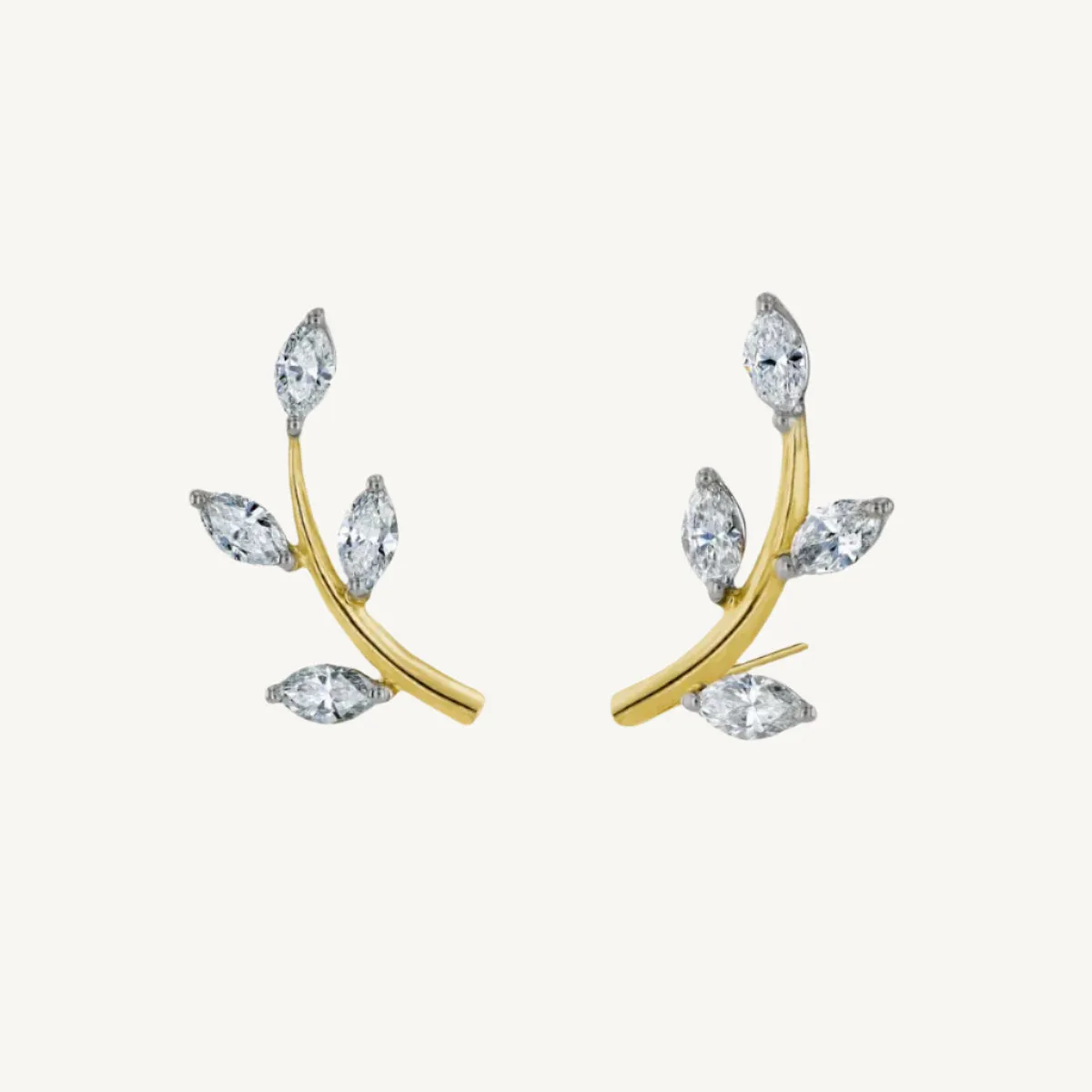 Leaf  Marquise Diamond Earrings