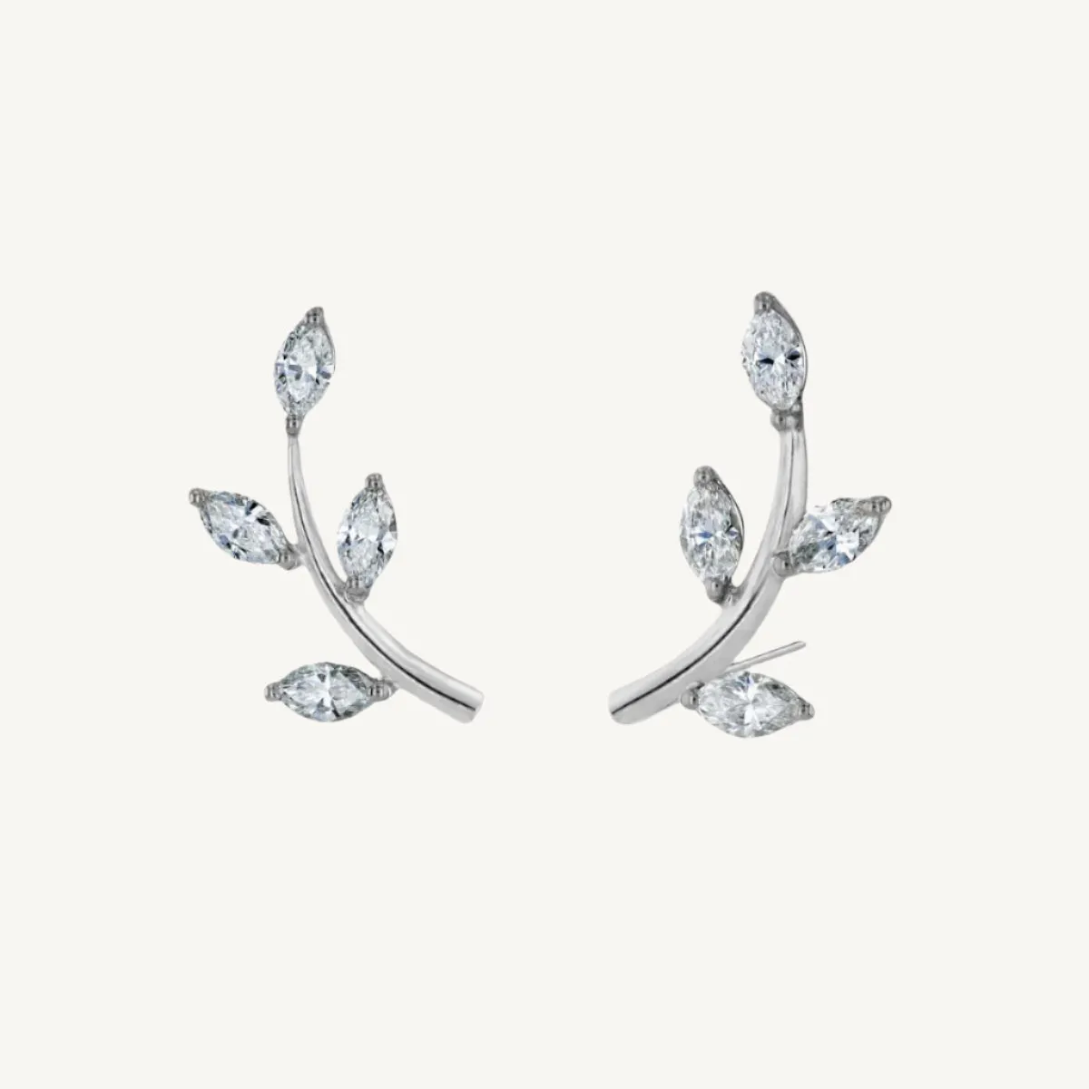 Leaf  Marquise Diamond Earrings