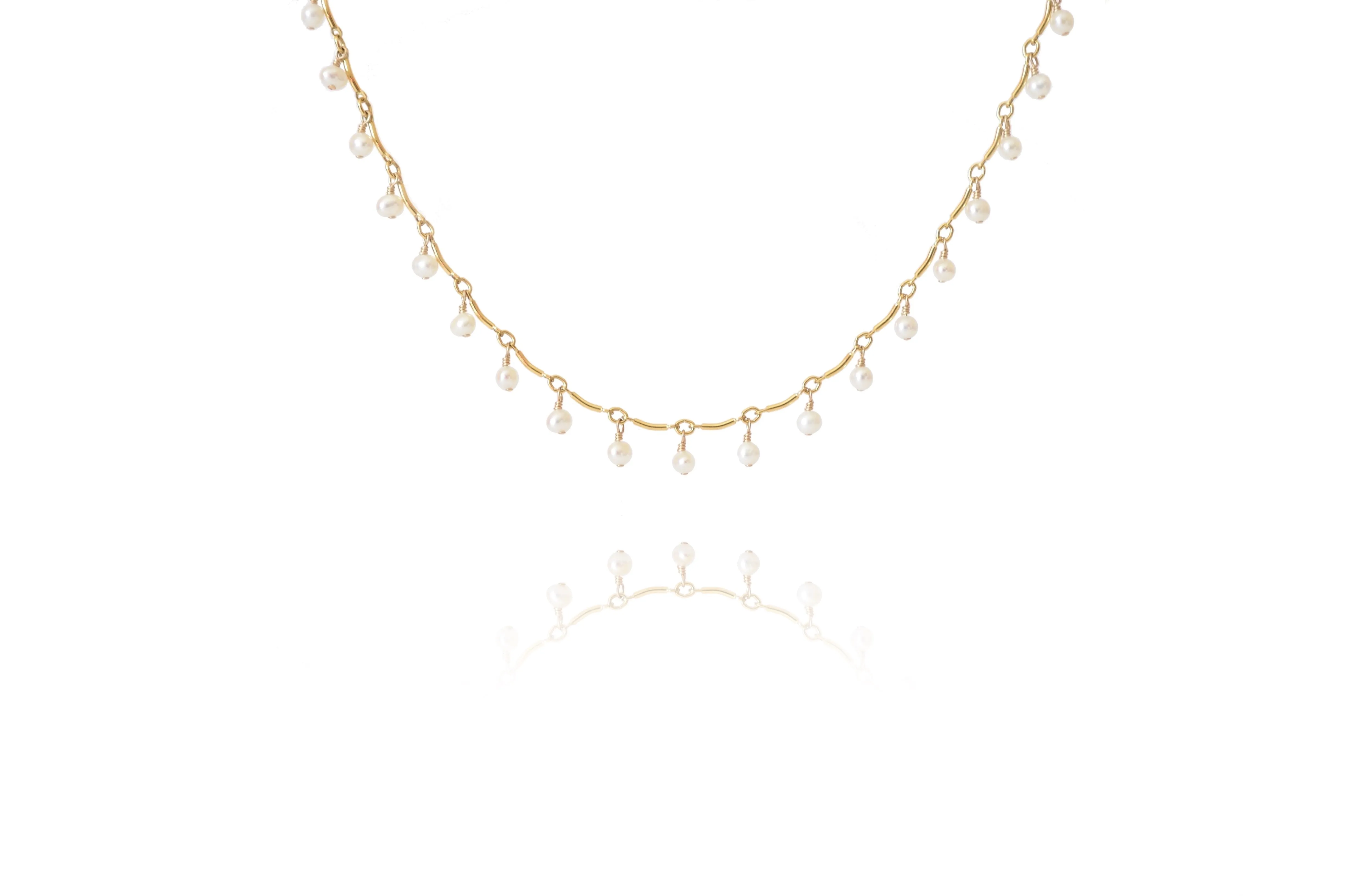 Leticia - White Freshwater Pearl, 14k Gold Filled “Choker” Necklace