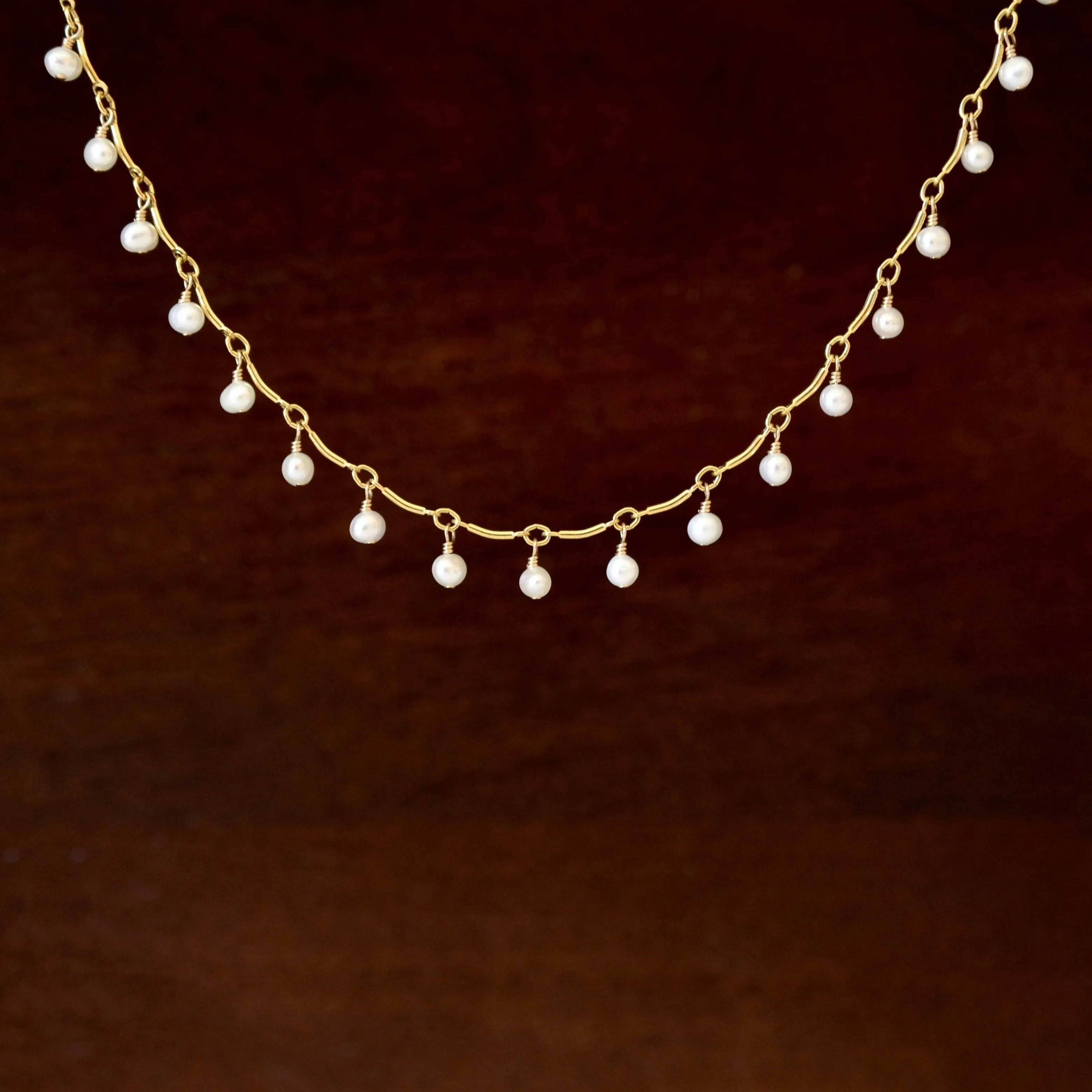 Leticia - White Freshwater Pearl, 14k Gold Filled “Choker” Necklace