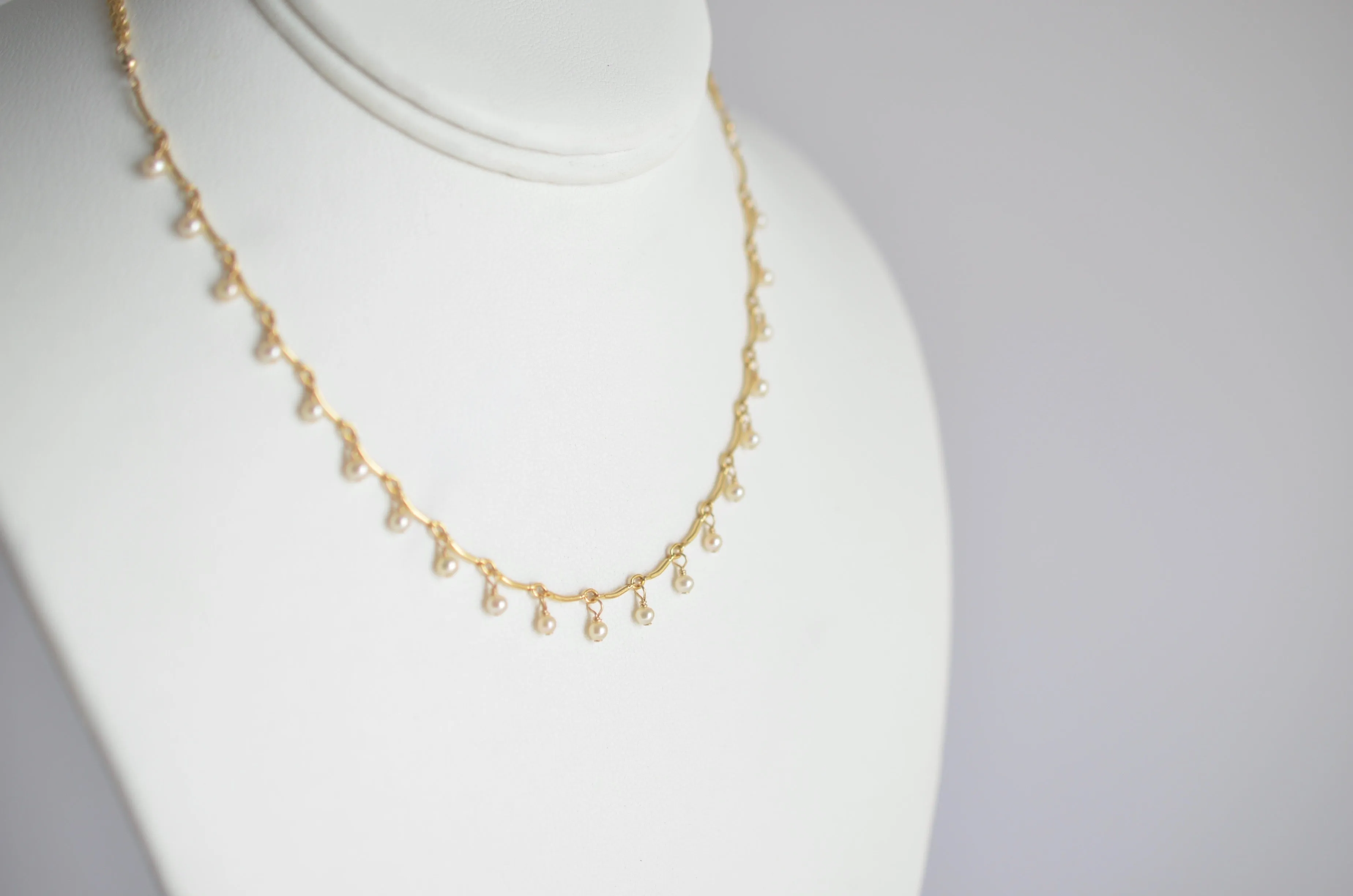 Leticia - White Freshwater Pearl, 14k Gold Filled “Choker” Necklace